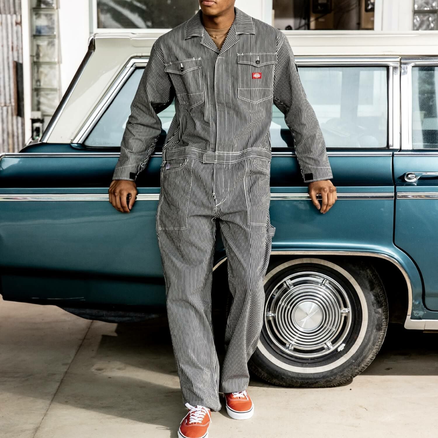 【未使用タグ付き】 Dickies ストレッチ ヒッコリーつなぎ オールインワン Dickies】ストレッチヒッコリーつなぎ|コーコス信岡公式通販