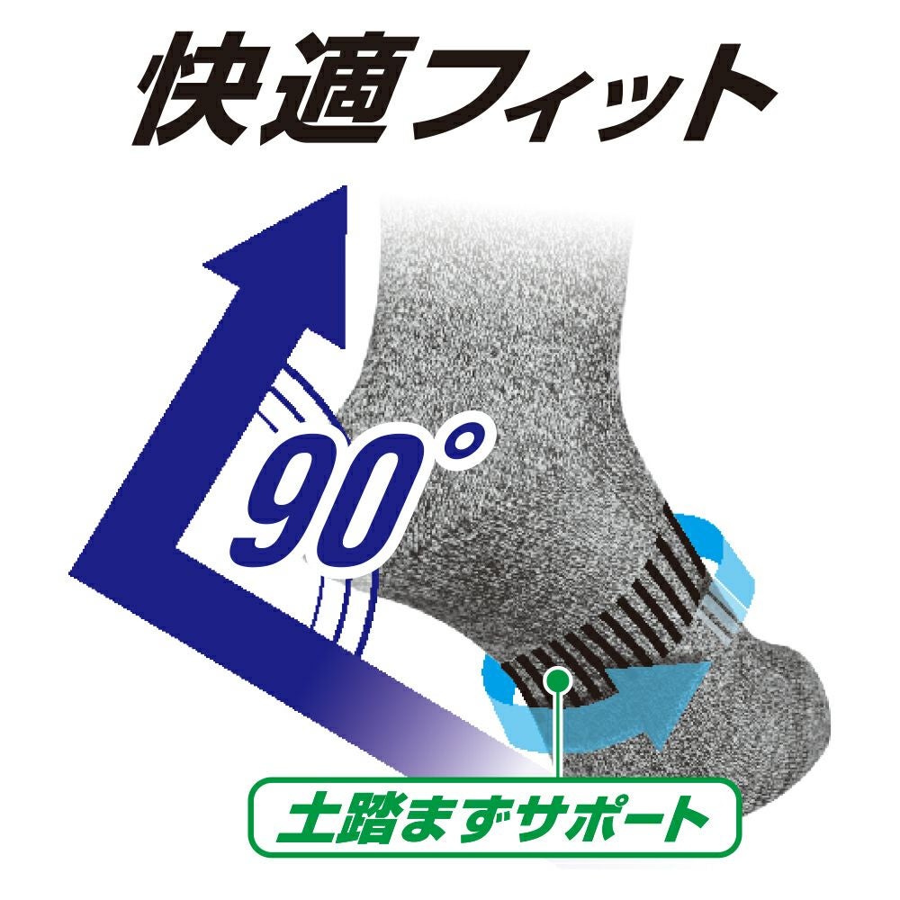 G-8425 【ニオイクリアEX】強力消臭かかと90度クルー5本指ソックス 2足