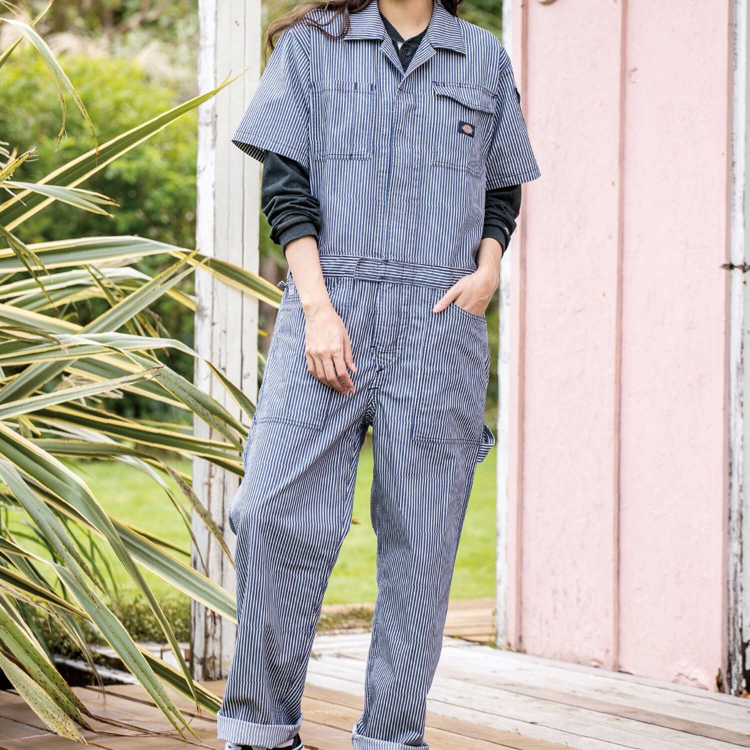 Dickies】ストレッチヒッコリー半袖ライトつなぎ|コーコス信岡公式通販