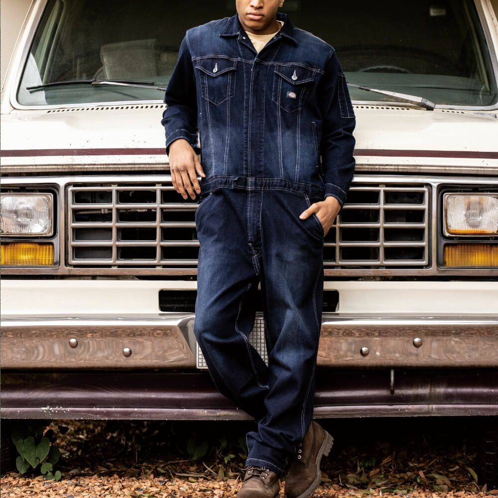 Dickies D-686 ストレッチシルキーデニムデニムオーバーオール Ｌ D-686 【Dickies】ストレッチシルキーデニムツナギ | コーコス信岡公式通販