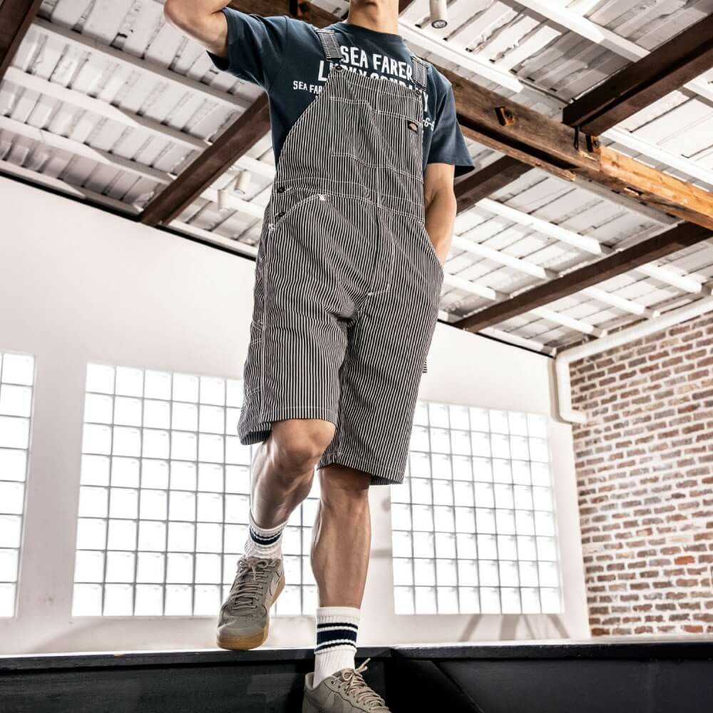 D-7103 【Dickies】ライトヒッコリーストレッチオーバーオールショート